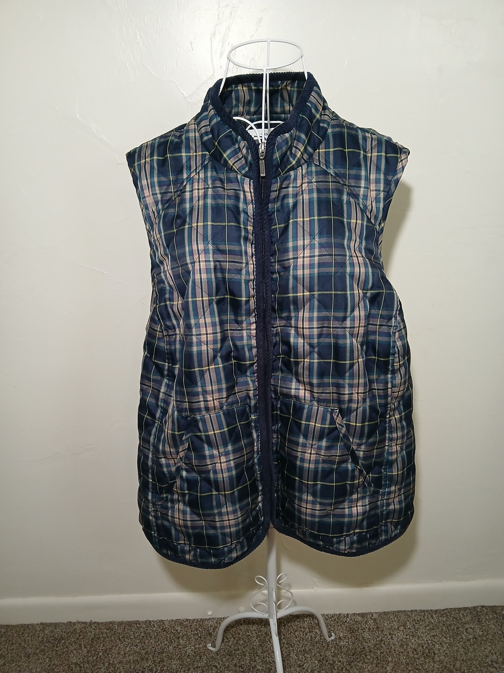 Women's 3X Full Zip Quilted Plaid Vest